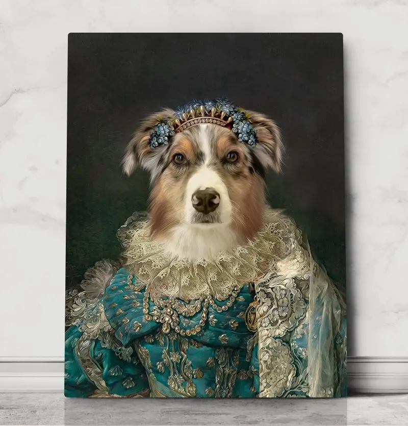 Dog portrait custom painting from photo, royal dog portrait, dog portrait custom painting