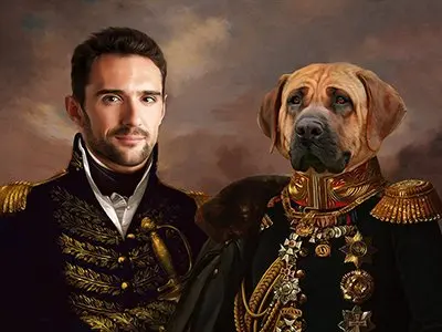 Human and dog portrait