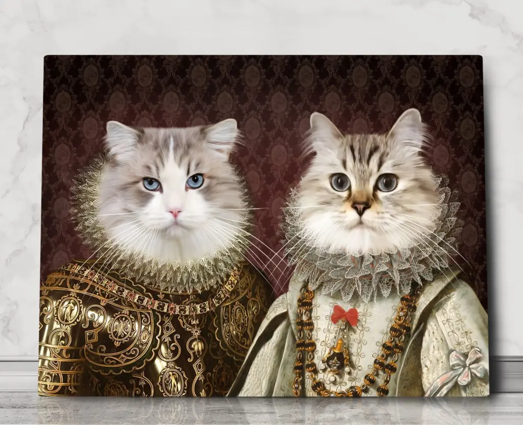 Knight Martin and Queen Francesca – custom royal pet portrait