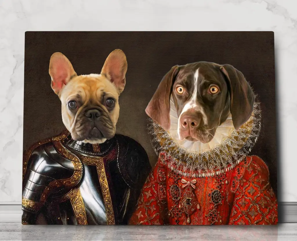 Knight Francesco and Queen Anabella – custom royal pet portrait
