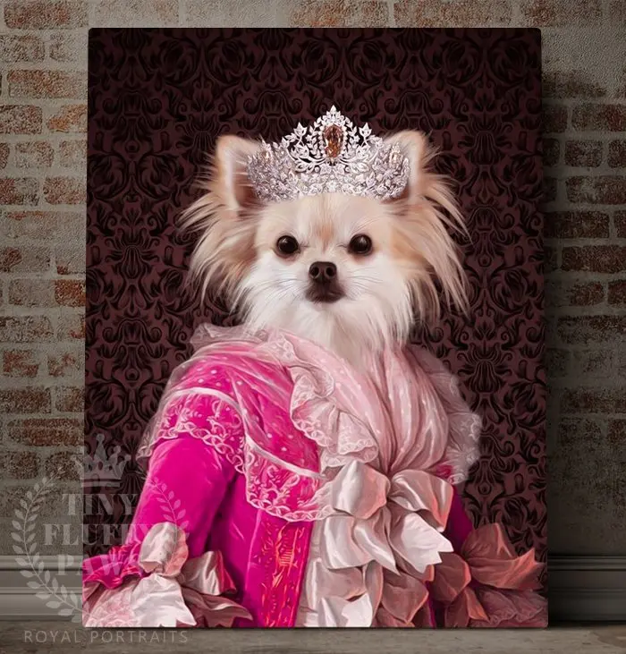 Royal Pet Portrait in renaissance costume with a crown