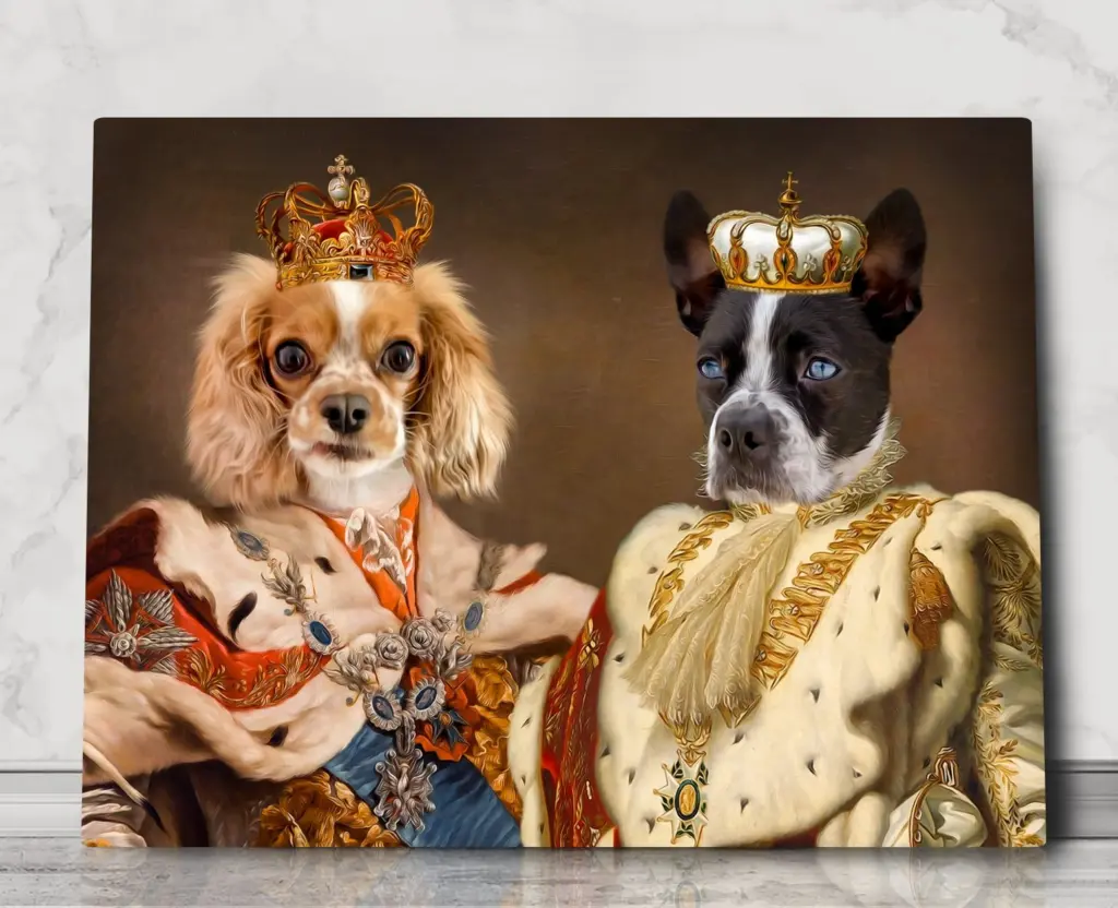 Two Kings Pet Portrait – custom royal pet portrait
