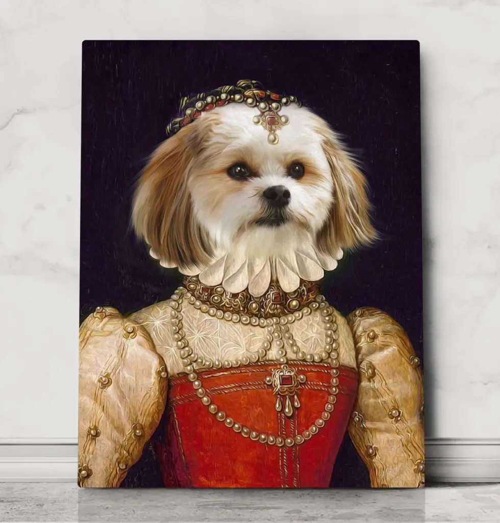 Dame Blanche – custom royal pet portrait